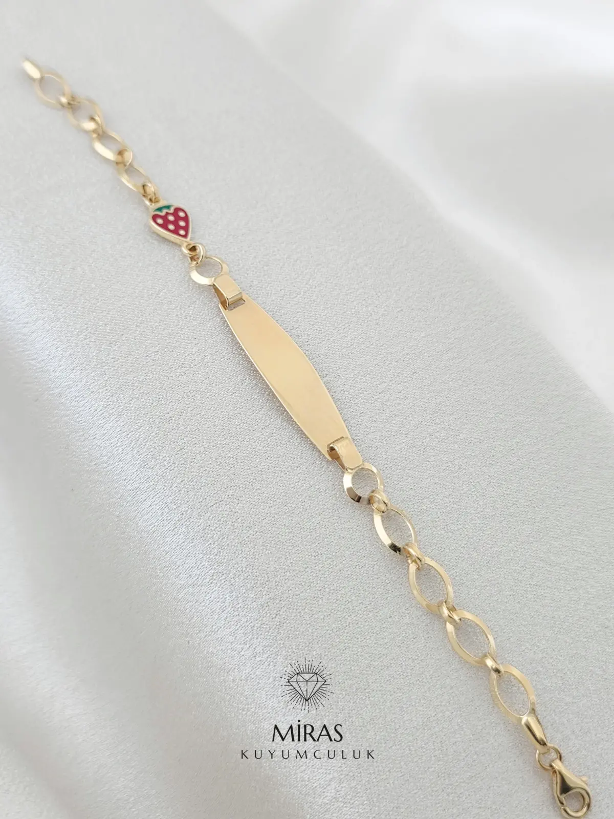 14 Ayar Altın - Çilek Detaylı Çocuk Bilekliği - 14KNY58