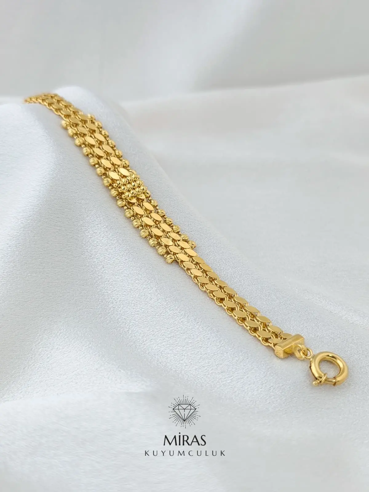 14 Ayar Altın - Dorika Pul Zincir Bileklik 22 Ayar Görünümlü -14BLK1027
