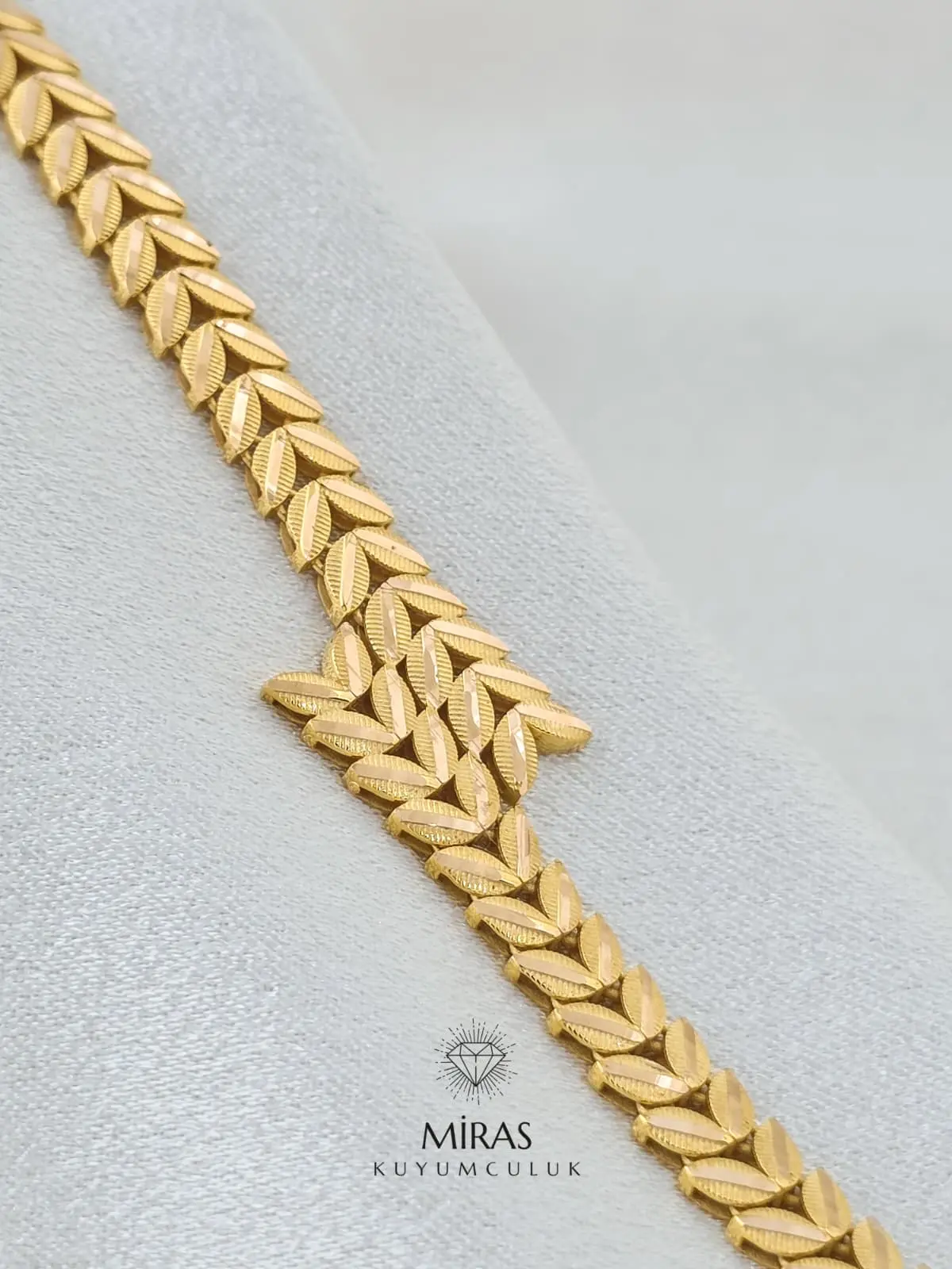 14 Ayar Altın - Taşsız Başak Model 22 Ayar Görünümlü Bileklik - K14BLK988