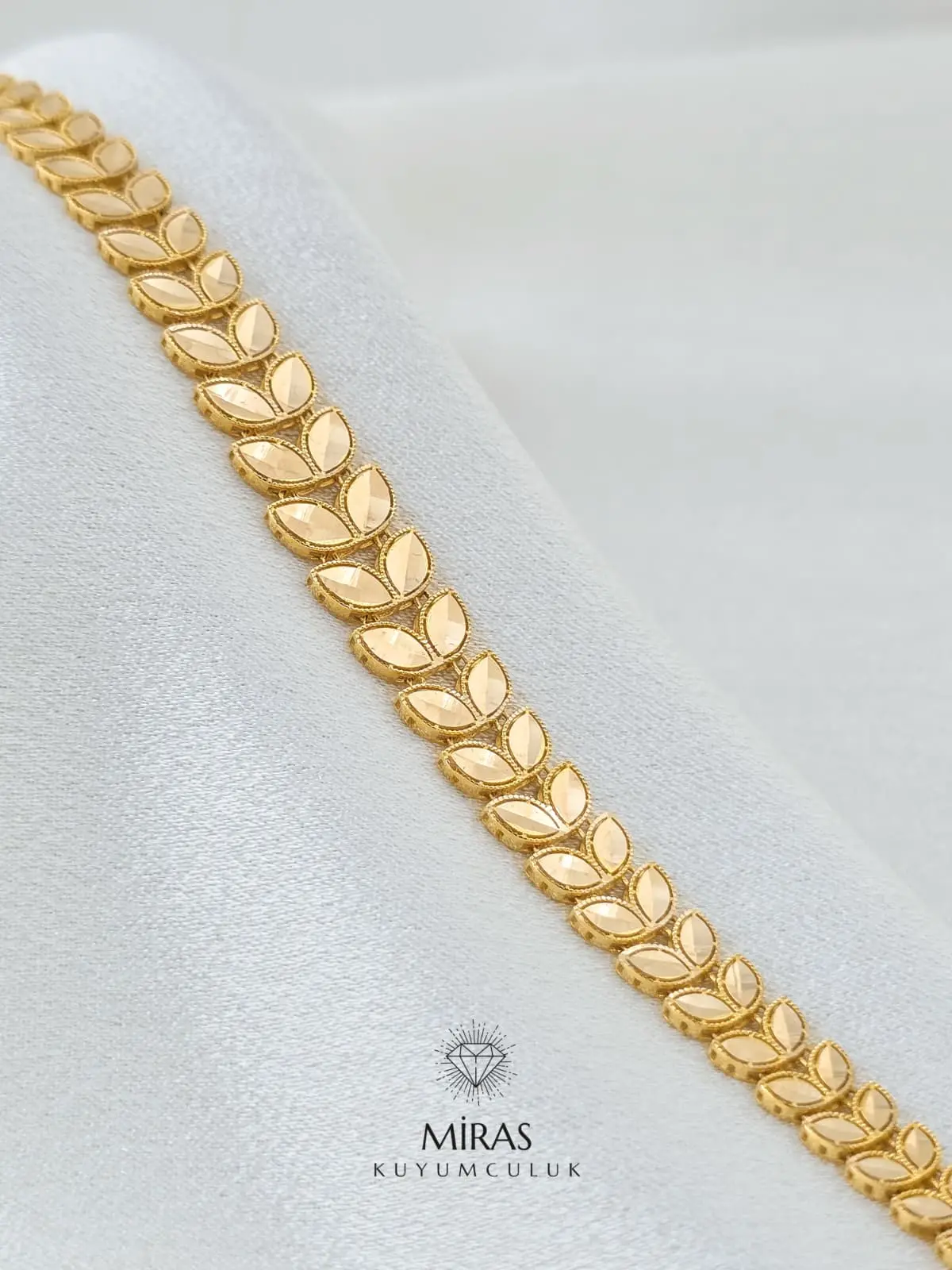 14 Ayar Altın - Taşsız Süzme Başak Bileklik - 14BLK985