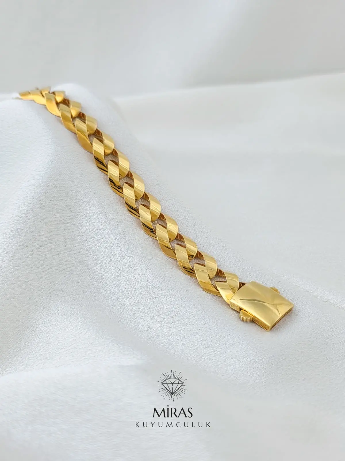 14 Ayar Altın - Taşsız Sarı Gurmet Bileklik 22 Ayar Görünümlü - 14BLK884