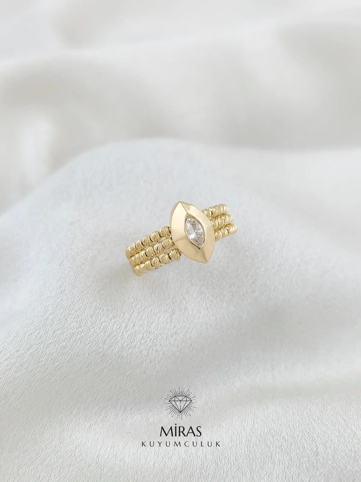 14 Ayar Altın - Taşlı Dorika Spor Yüzük - K14YZK363
