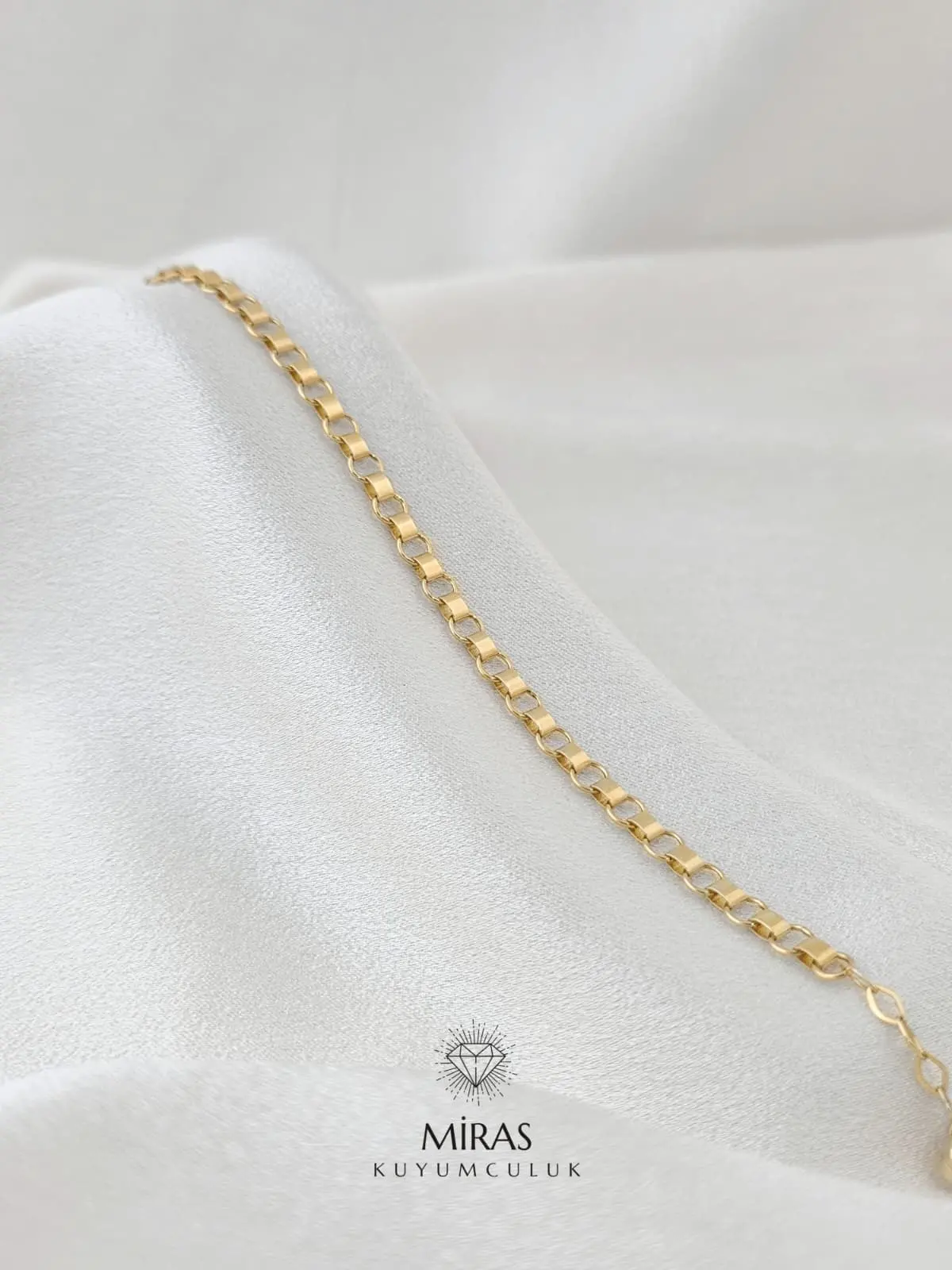 14 Ayar Altın - Taşsız Minimal Spor Bileklik - K14BLK356