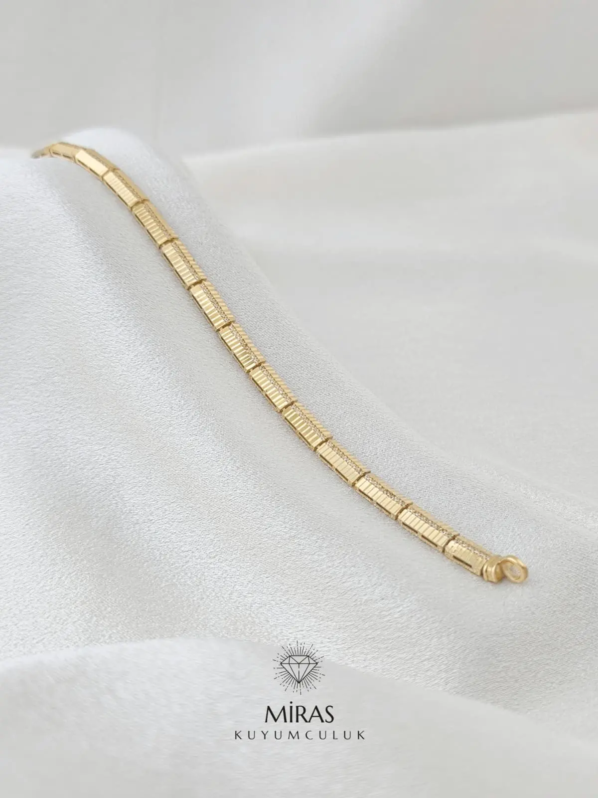 14 Ayar Altın - Taşlı Kemik Bileklik - 14BLK999
