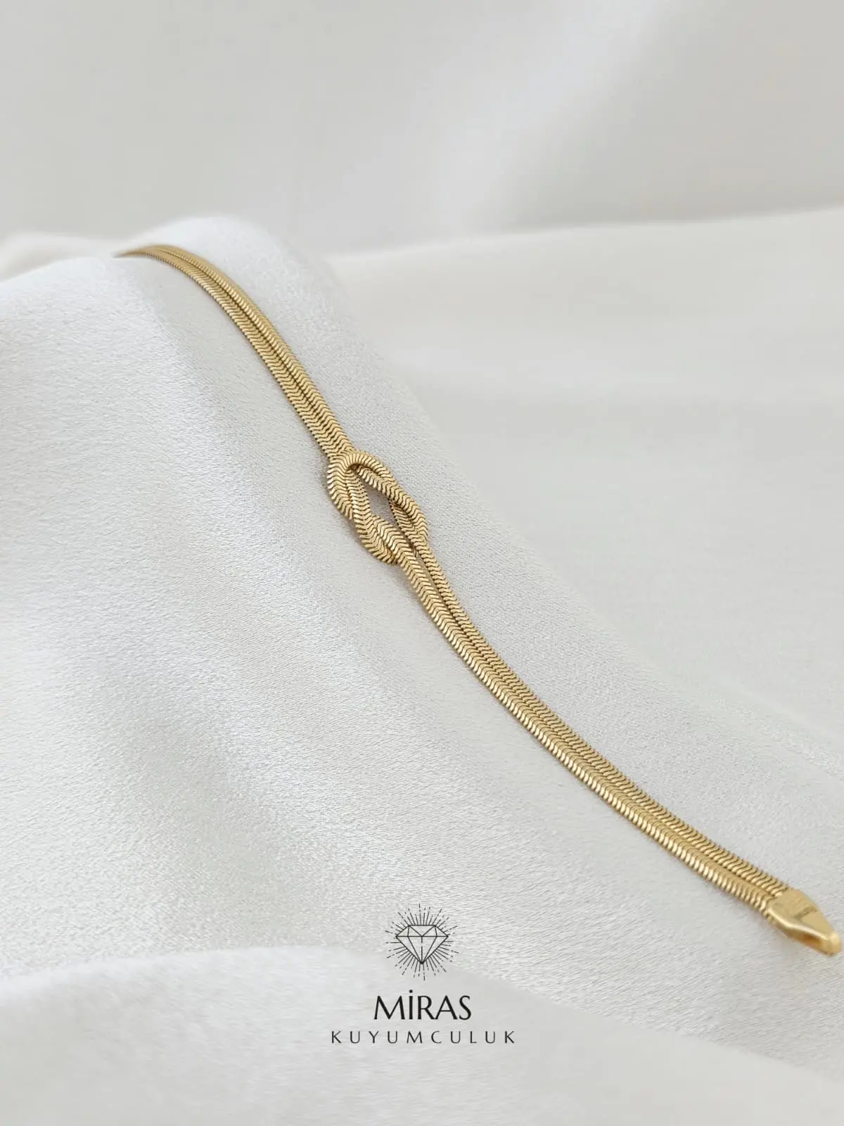 14 Ayar Altın - Balık Sırtı Zincir Düğüm Sevgi Bağı Bileklik - 14BLK994