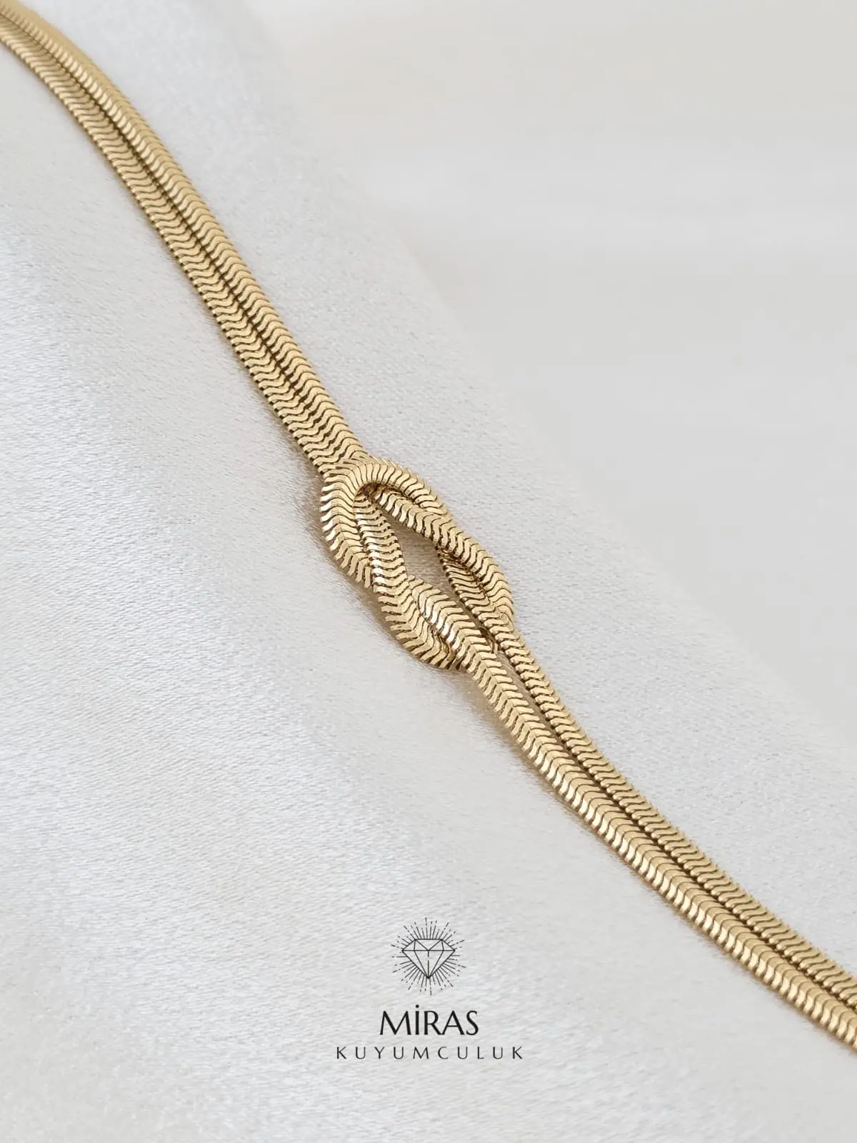 14 Ayar Altın - Balık Sırtı Zincir Düğüm Sevgi Bağı Bileklik - 14BLK994