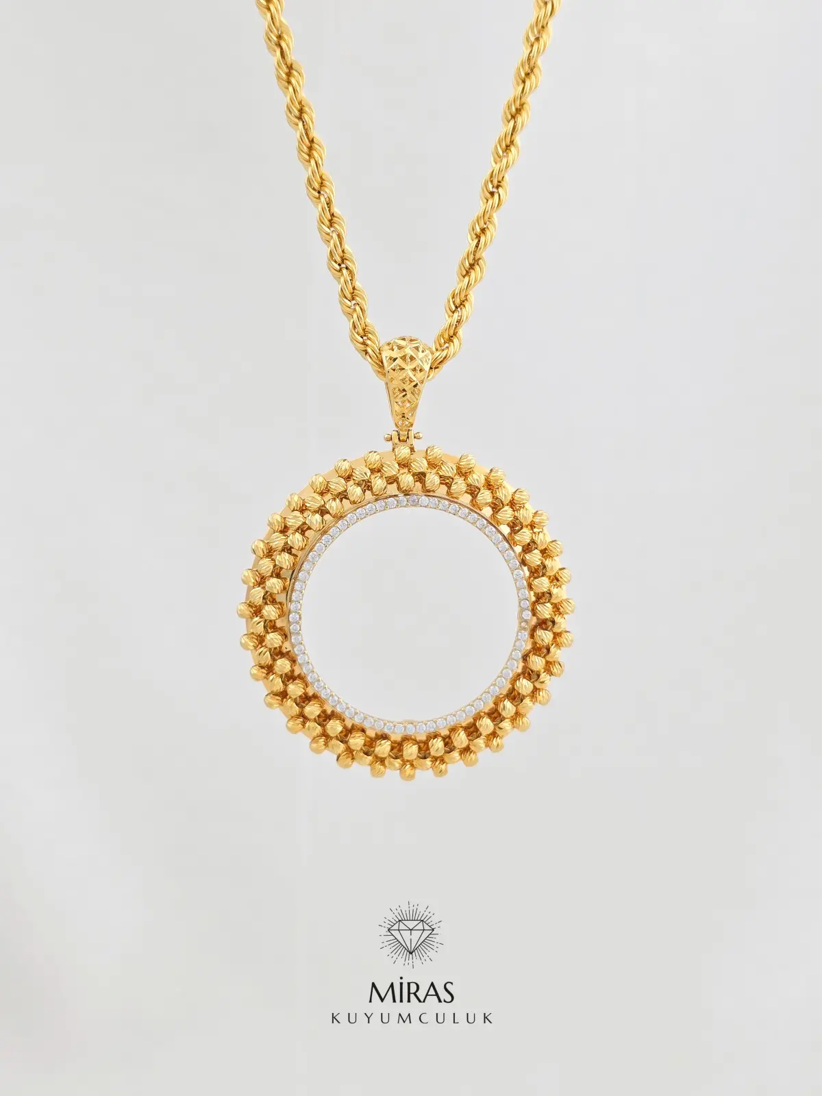 14 Ayar Altın - Tam Altın Dorika Çerçeve Kolye Ucu - 14KU226