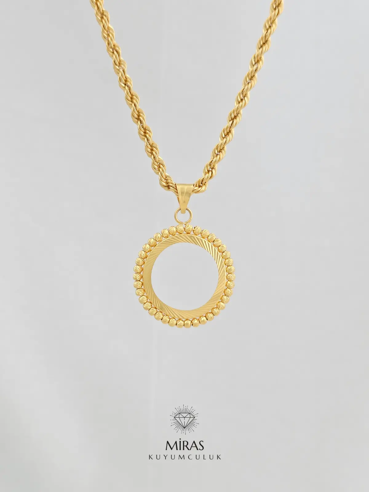 14 Ayar Altın - Lazer Kesim Dorika Kolye Ucu - K14KU45