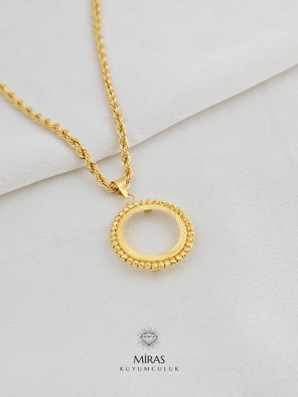 14 Ayar Altın - Lazer Kesim Dorika Kolye Ucu - K14KU45