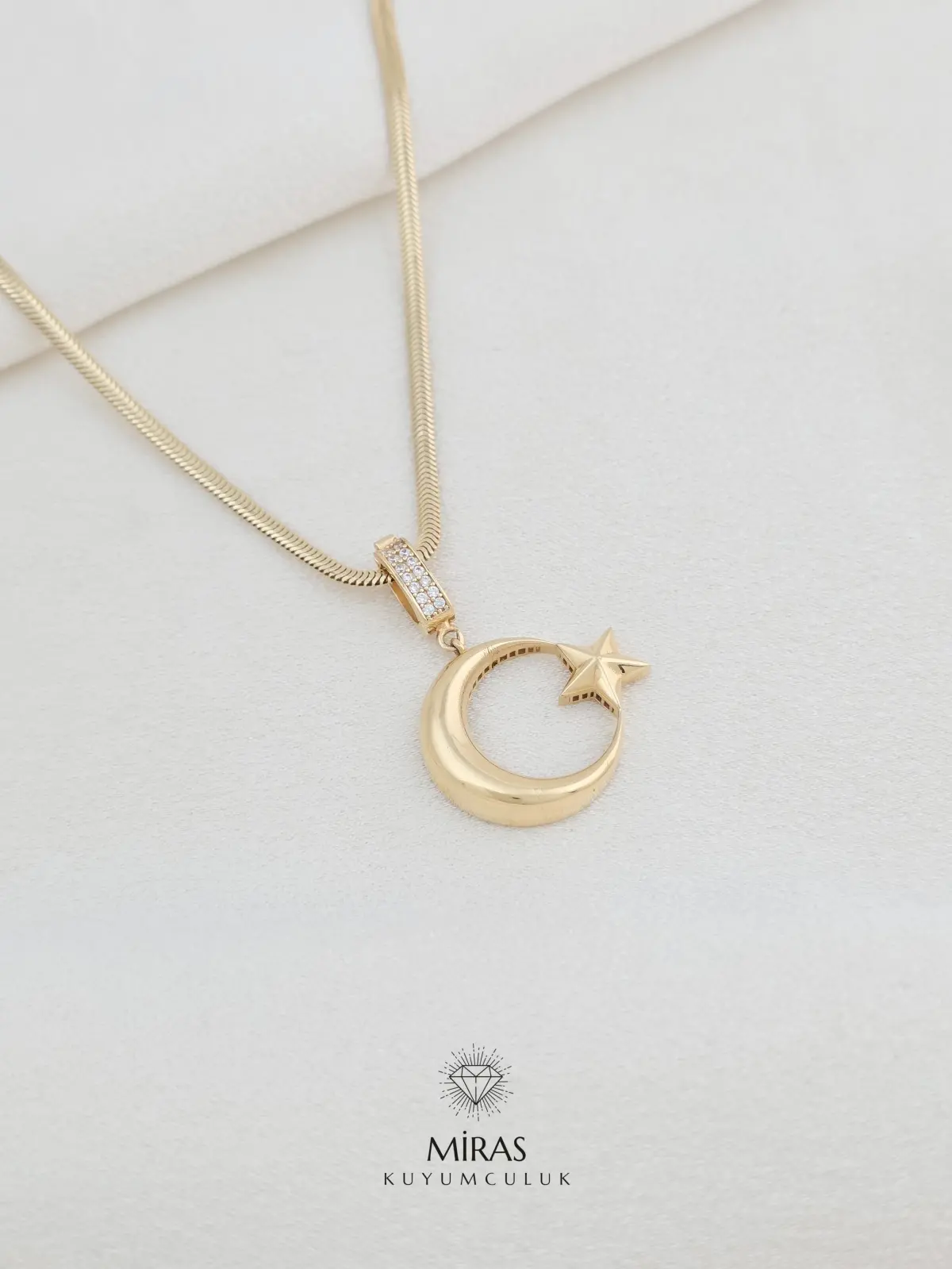 14 Ayar Altın - Ay Yıldız Charm Kolye Ucu - 14KU368