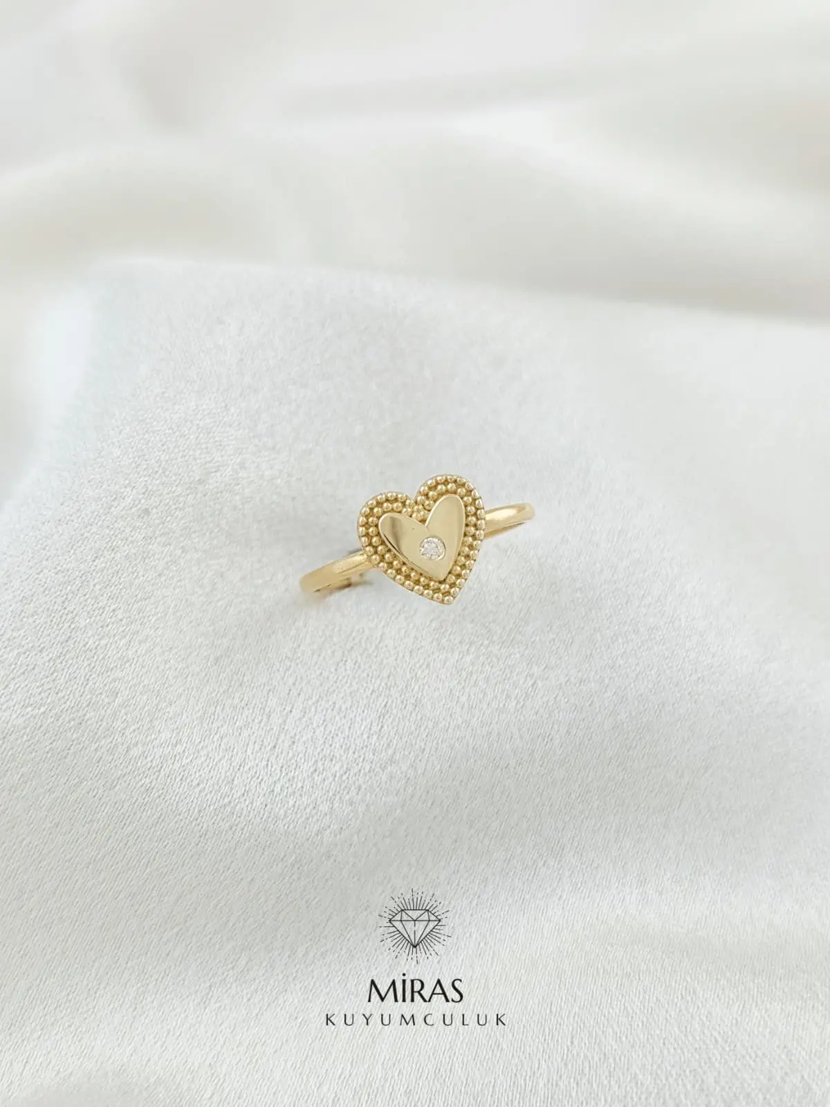 14 Ayar Altın - Kalpli Spor Yüzük - 14YZK292