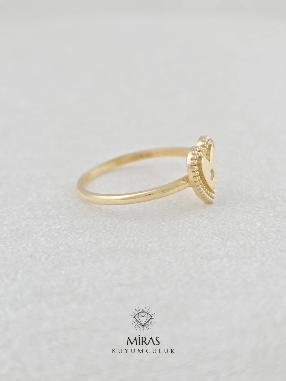 14 Ayar Altın - Kalpli Spor Yüzük - 14YZK292