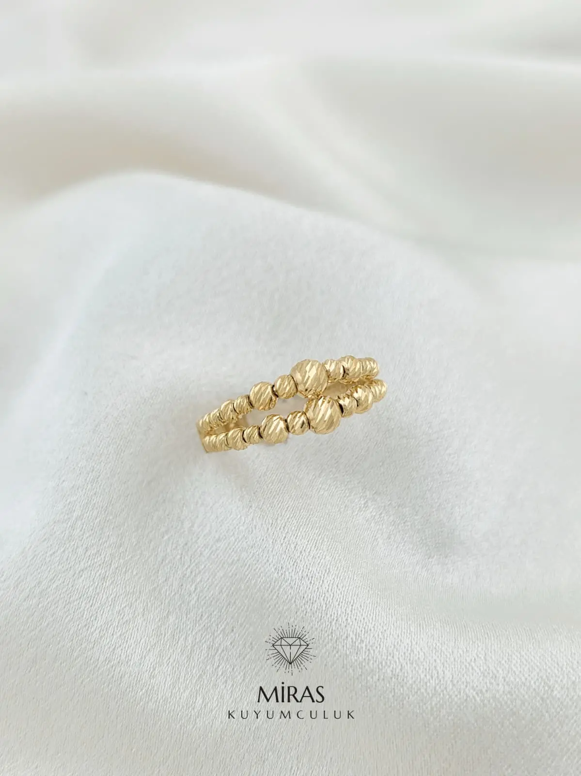 14 Ayar Altın - İki Sıralı Dorika Yüzük - 14YZK958