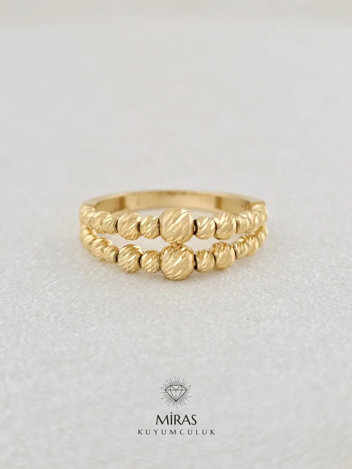 14 Ayar Altın - İki Sıralı Dorika Yüzük - 14YZK958