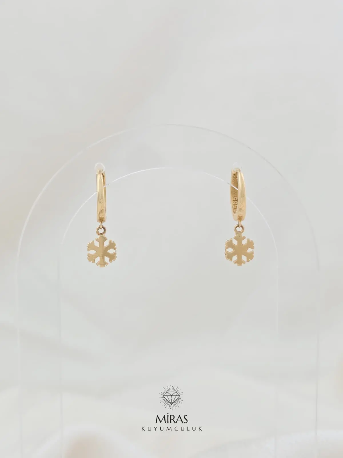 14 Ayar Altın - Taşsız Kar Tanesi Küpe - K14KP330