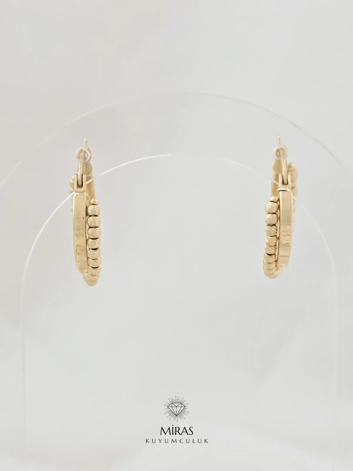 14 Ayar Altın - Taşsız Dorika Detaylı Küpe - 14KP184