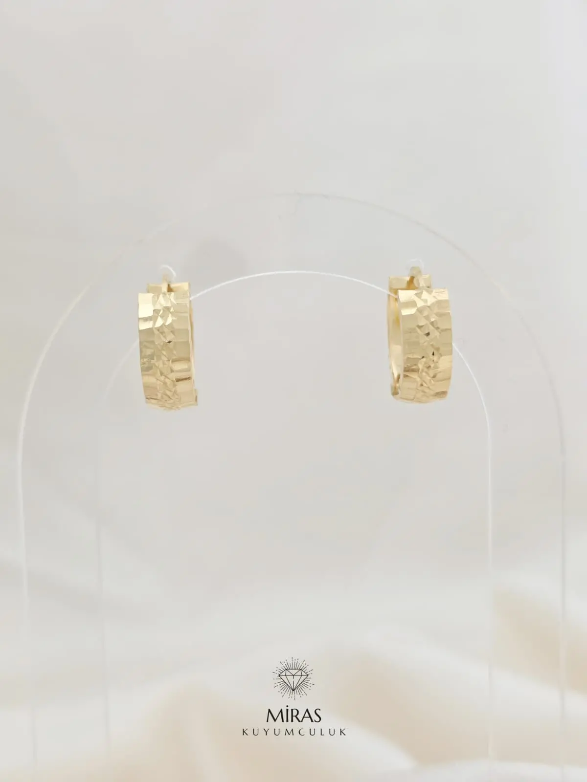 14 Ayar Altın - Taşsız Lazer Kesim Halka Küpe - 14KP800