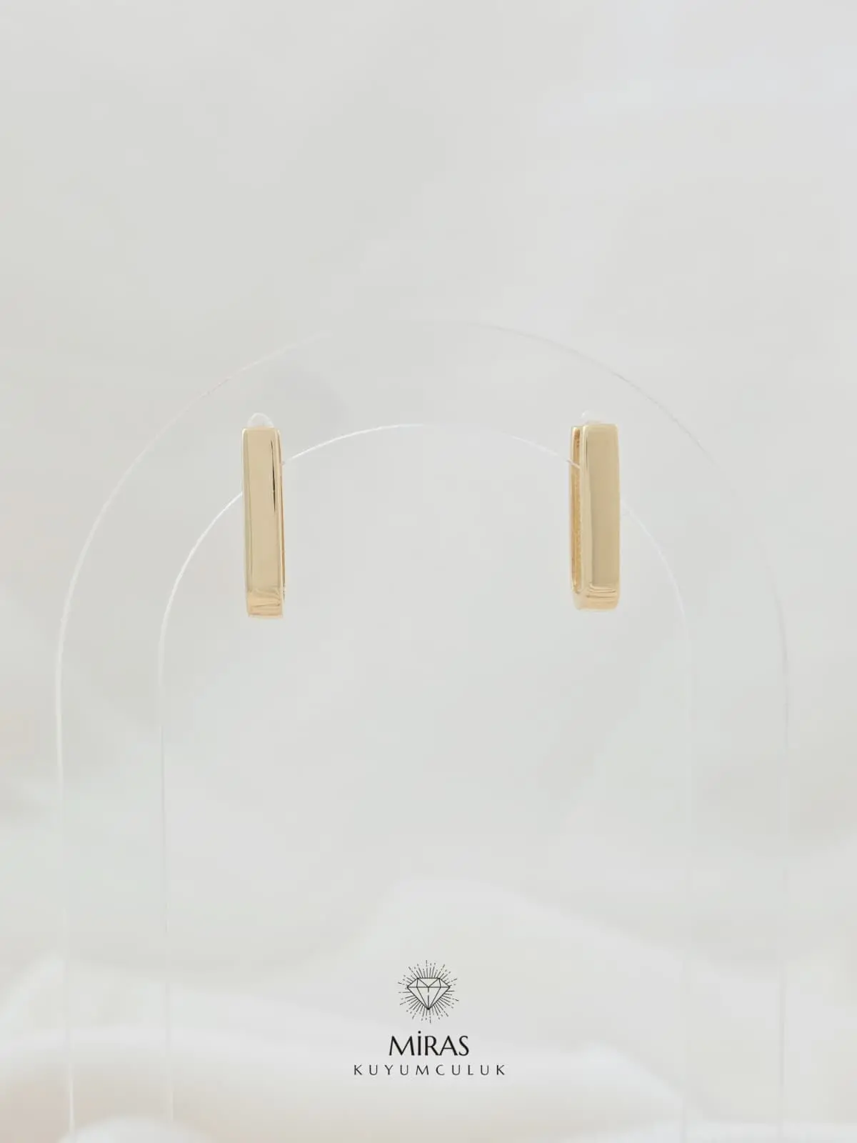 14 Ayar Altın - Taşsız Geometrik Küpe - 14KP949