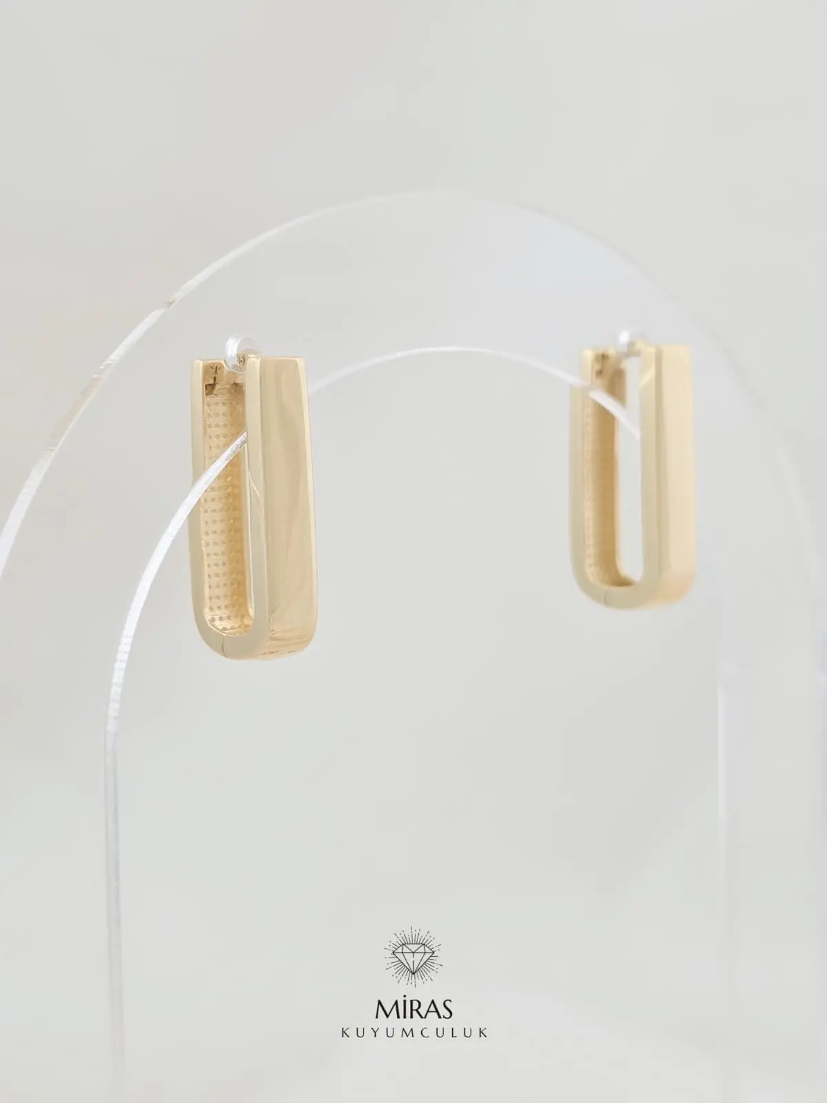 14 Ayar Altın - Taşsız Geometrik Küpe - 14KP949