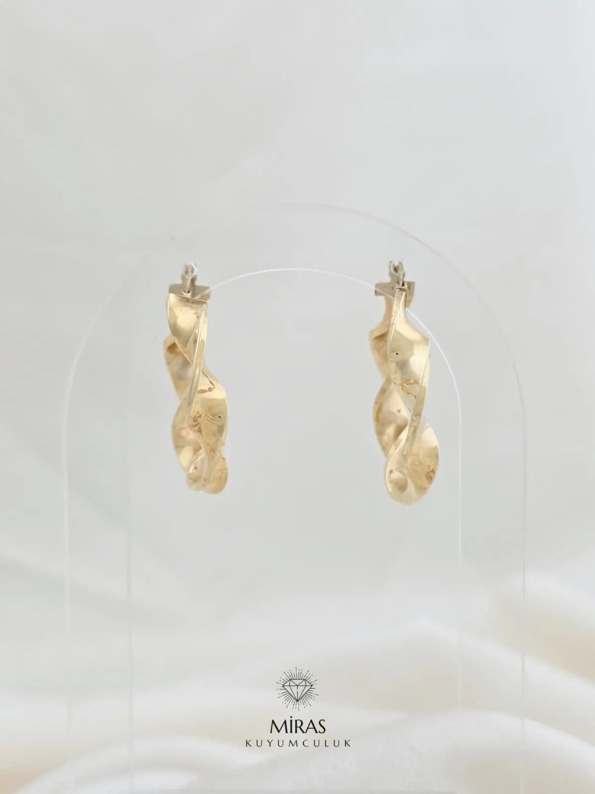 14 Ayar Altın - Burgu Fantezi Halka Küpe - 14KP101