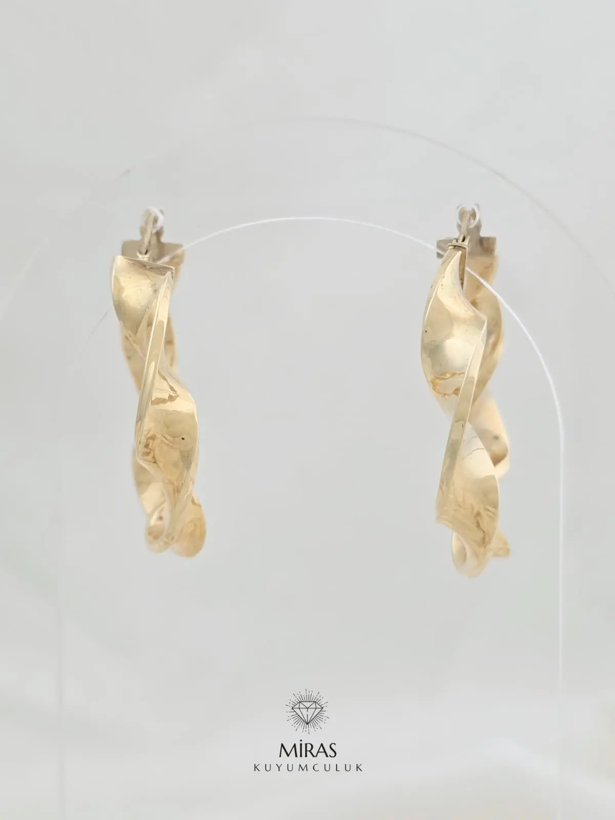 14 Ayar Altın - Burgu Fantezi Halka Küpe - 14KP101