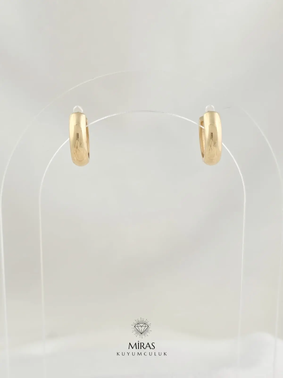 14 Ayar Altın -  Klasik Bobmeli Halka Küpe - K14KP302