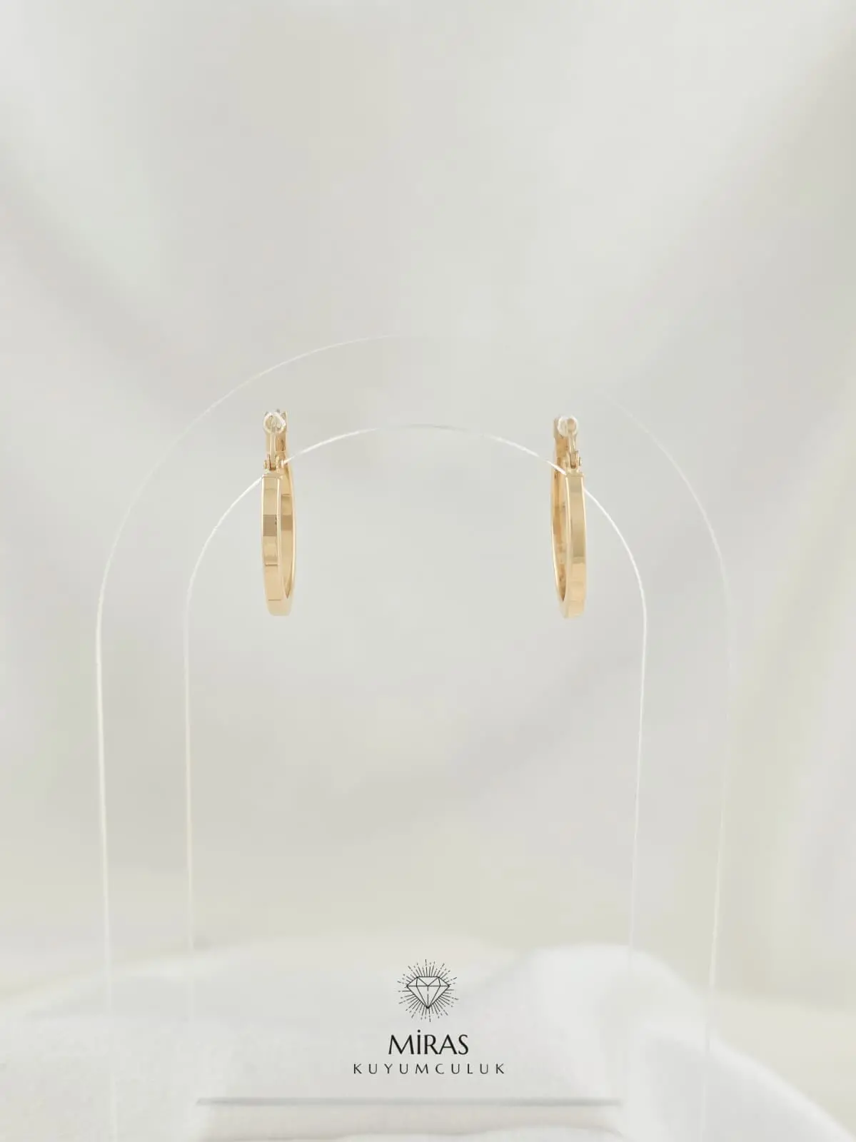 14 Ayar Altın - Taşsız Halka Küpe - 14KP857