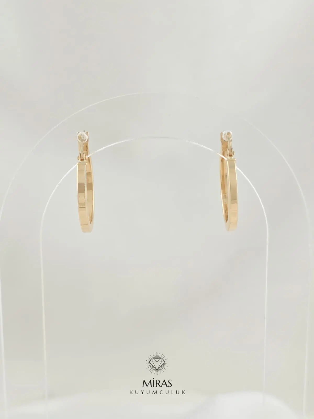 14 Ayar Altın - Taşsız Halka Küpe - 14KP857