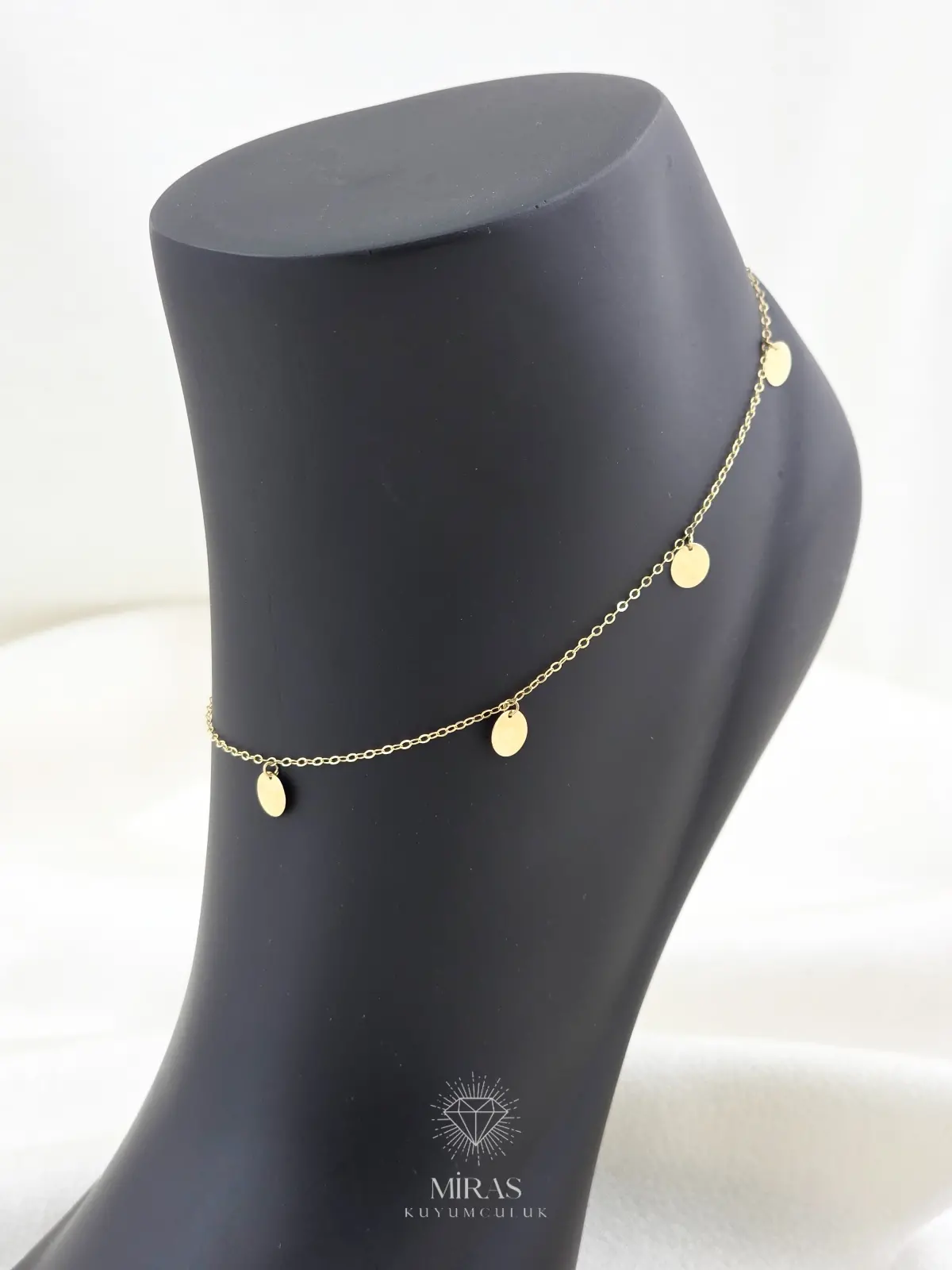 14 Ayar Altın - Yuvarlak Plaka Halhal - 14HAL10