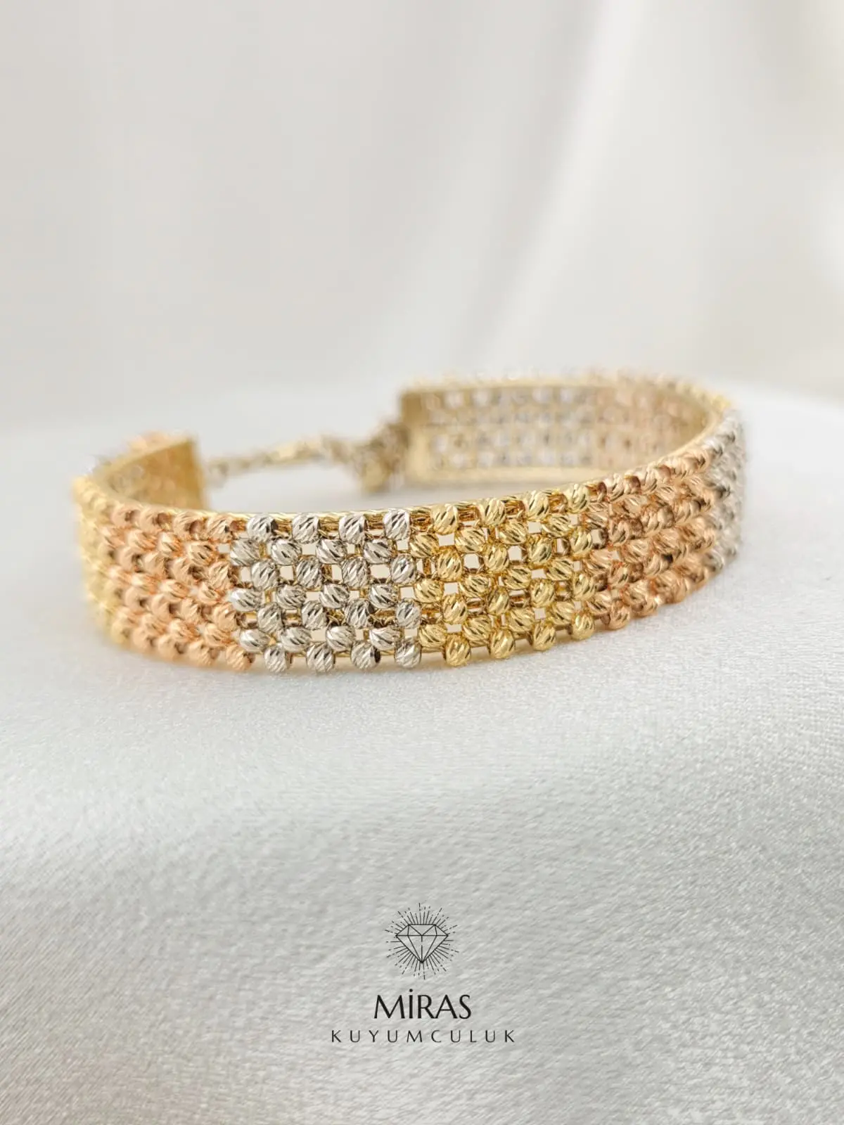 14 Ayar Altın - Üç Renkli Dorika Kelepçe - 14KLP279