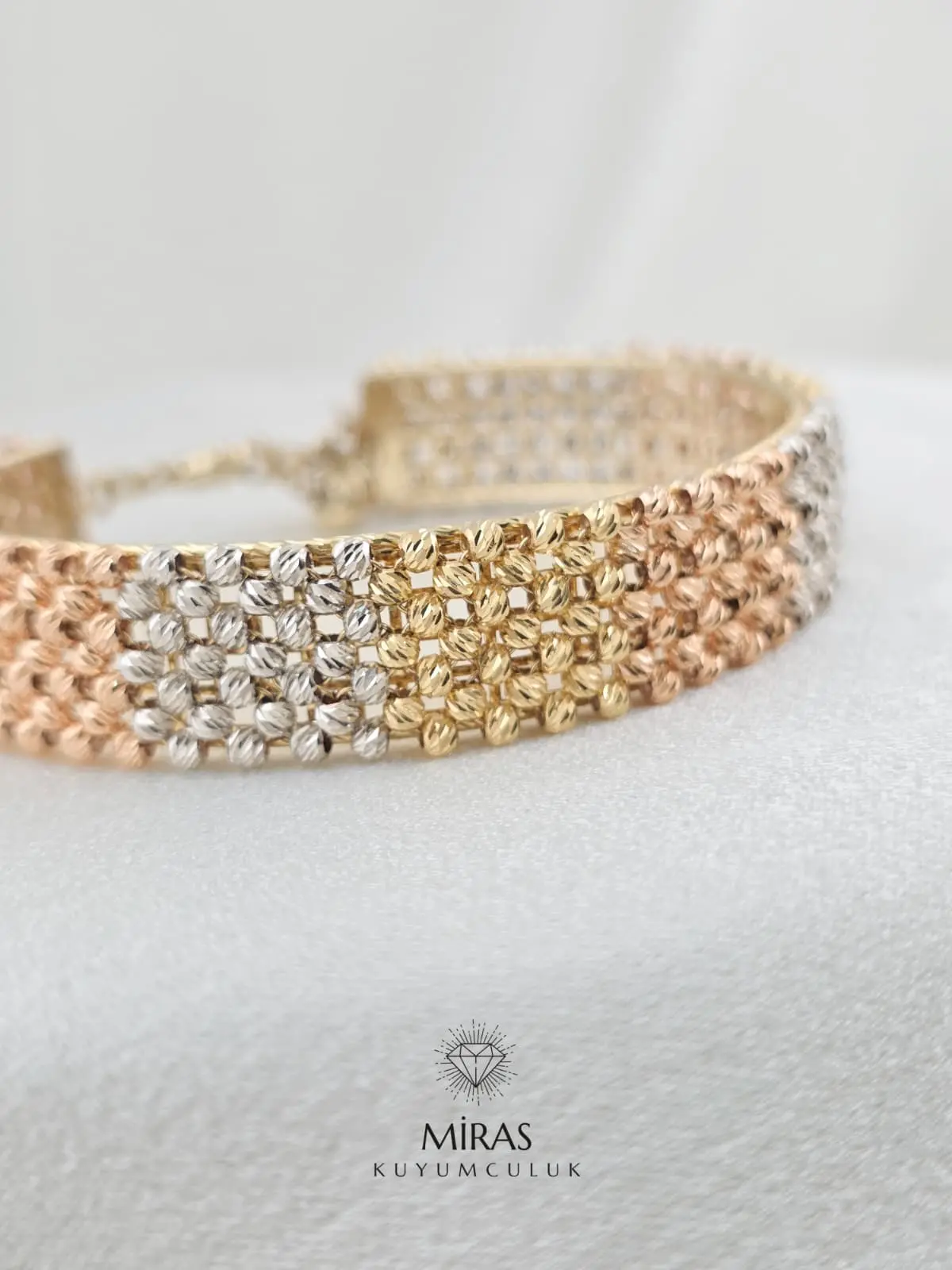 14 Ayar Altın - Üç Renkli Dorika Kelepçe - 14KLP279