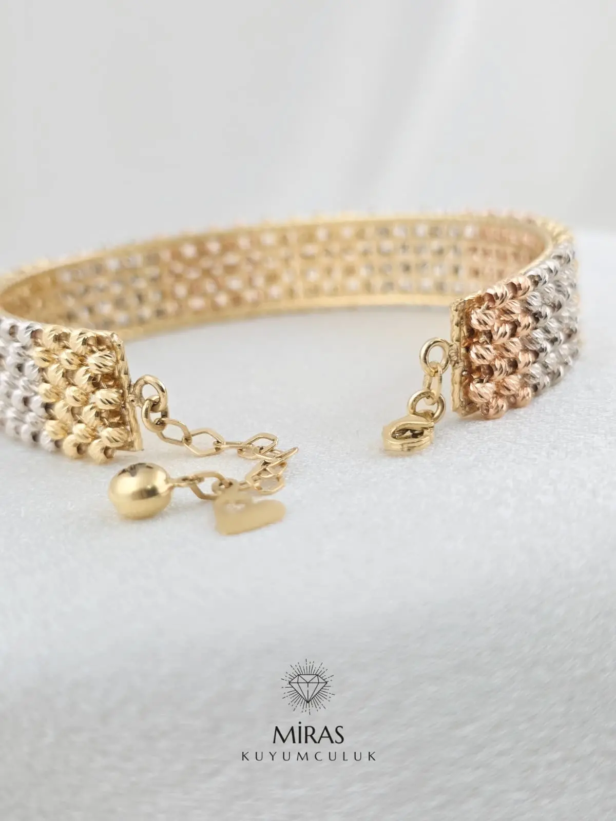 14 Ayar Altın - Üç Renkli Dorika Kelepçe - 14KLP279