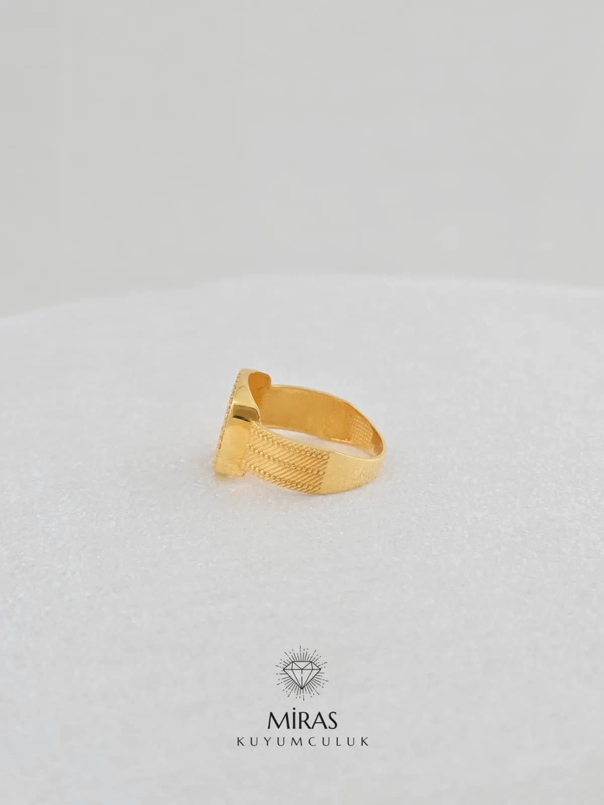 14 Ayar Altın - Taşlı Hasır Tuğra Yüzük - 14YZK774