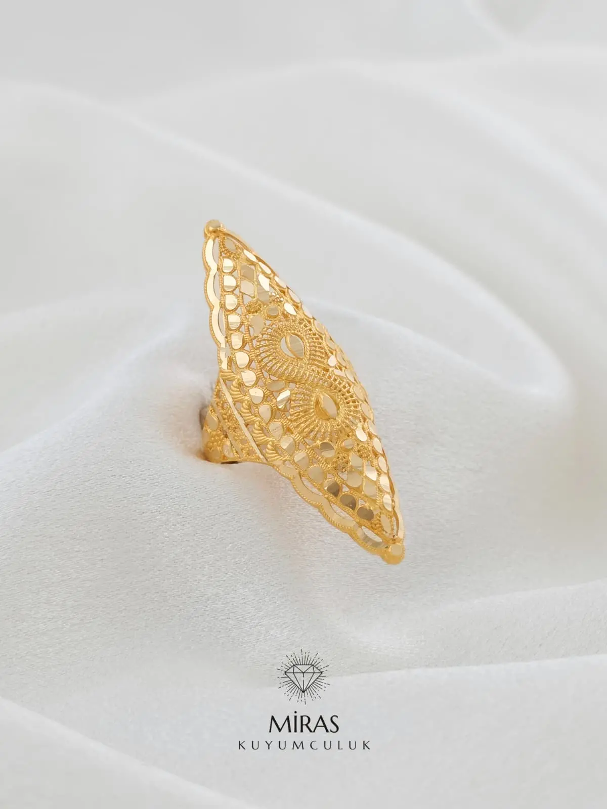 14 Ayar Altın - Sonsuzluk Detaylı Hint Yüzük 