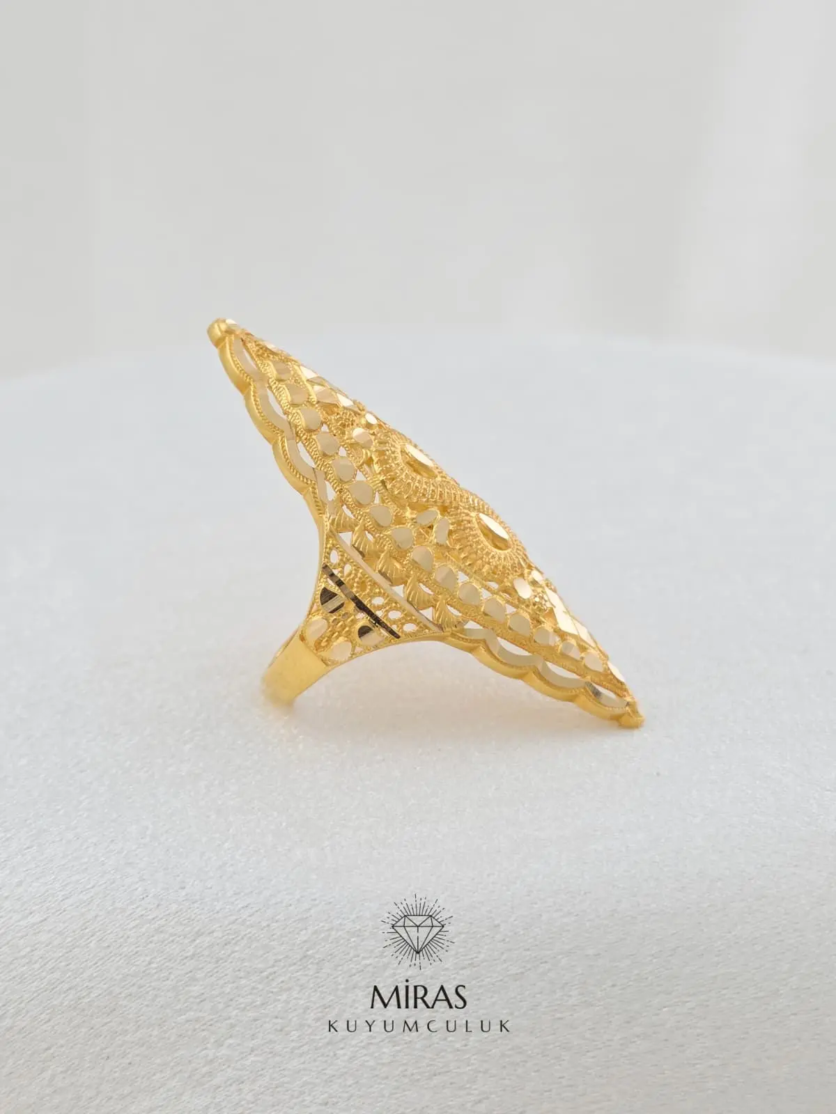 14 Ayar Altın - Sonsuzluk Detaylı Hint Yüzük 