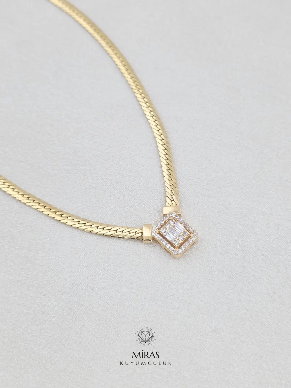 14 Ayar Altın - Balık Sırtı Zincir Baget Gerdanlık & Bileklik Takım Set