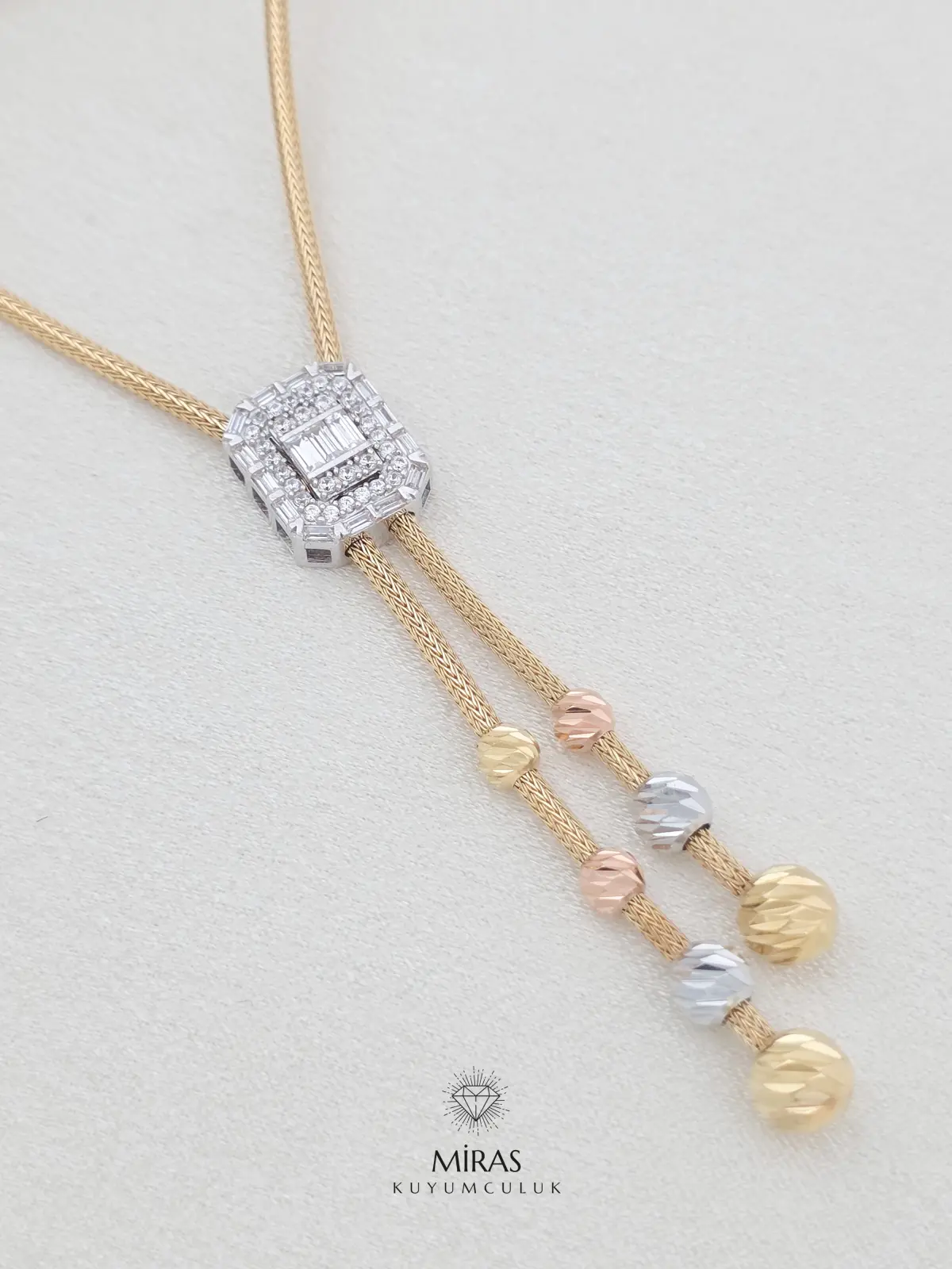 14 Ayar Altın - Dorikalı Baget Kolye & Bileklik Set