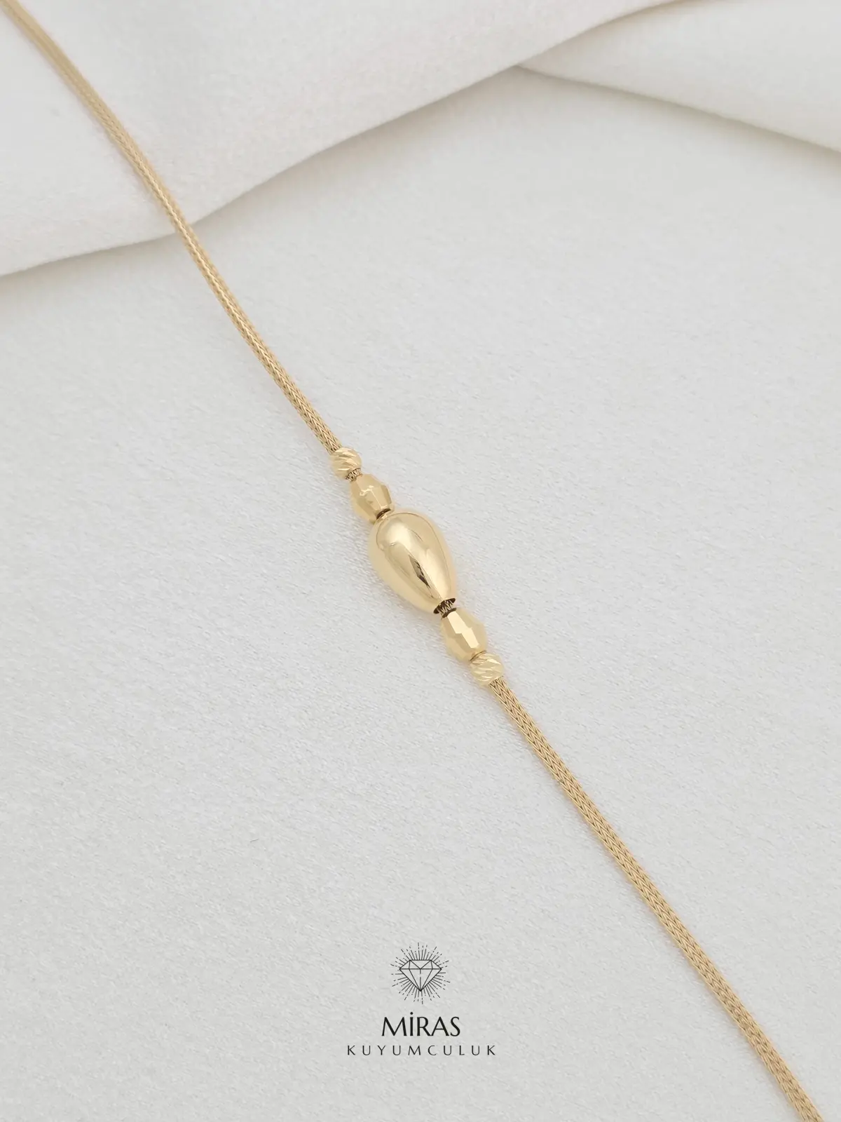 14 Ayar Altın - İtalyan Zincir Dorika Detaylı Damla Kolye & Bileklik Set