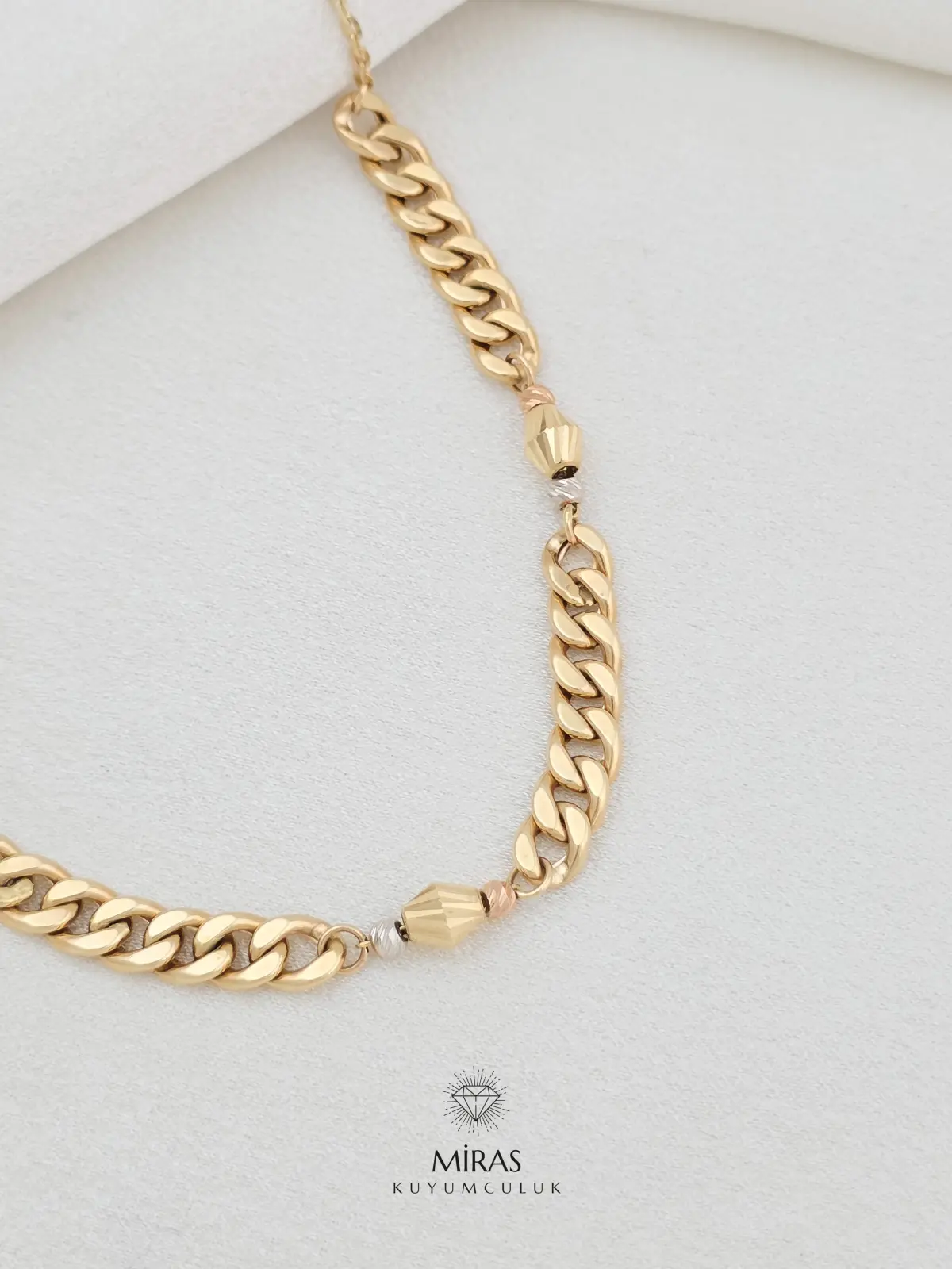 14 Ayar Altın - Dorika Detaylı Gurmet Kolye & Bileklik Set