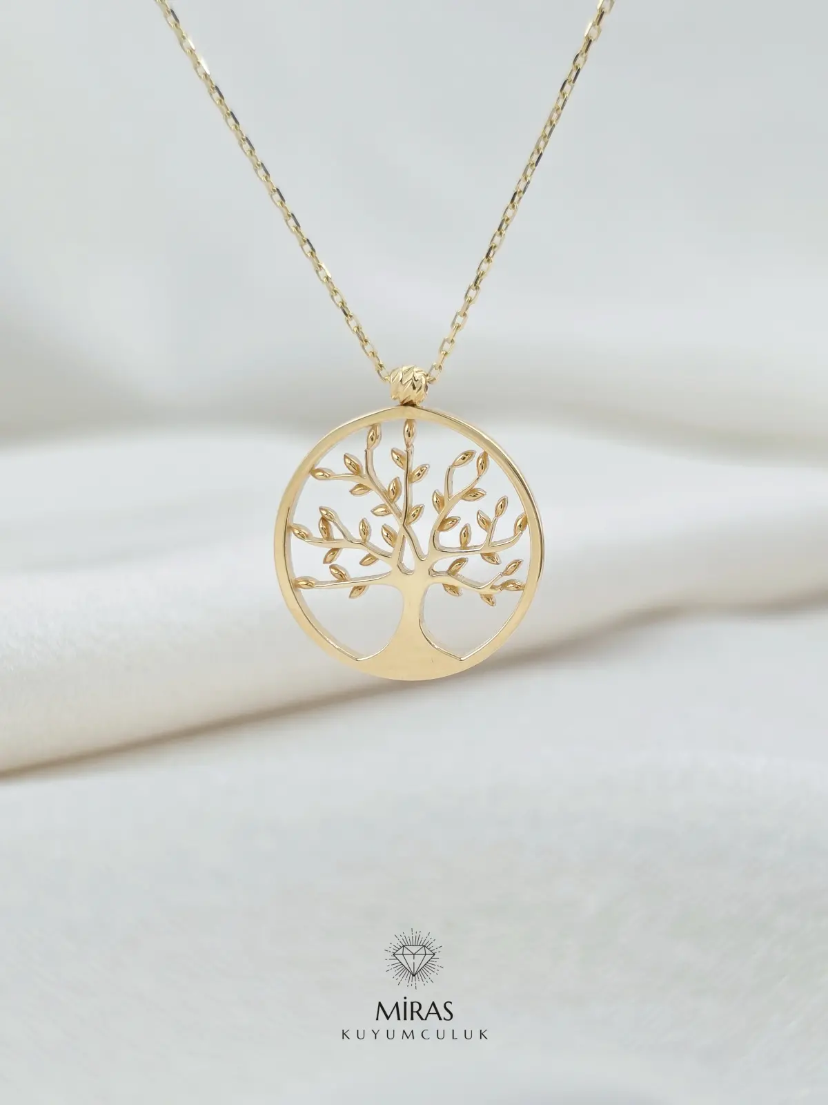 14 Ayar Altın - Taşsız Yaşam Ağacı Kolye - 14KLY801