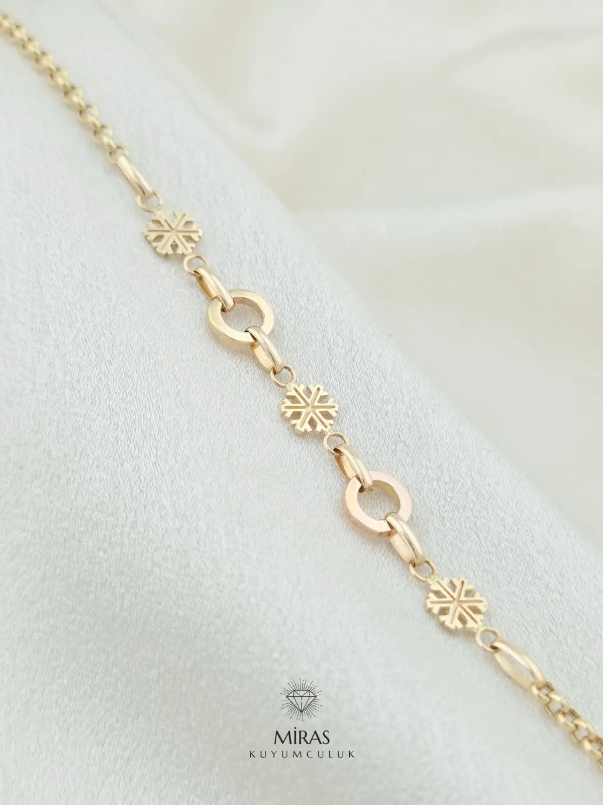14 Ayar Altın - Kar Tanesi Bileklik - 14BLK1020