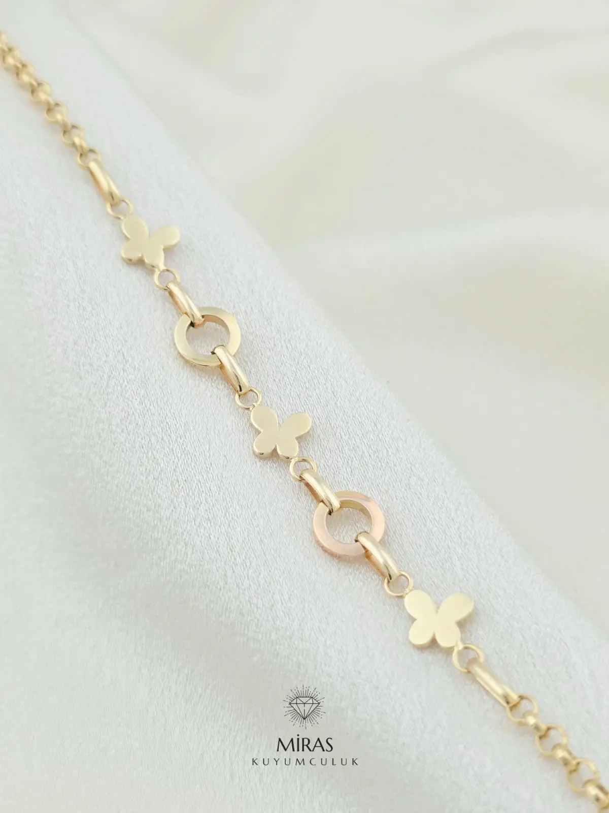 14 Ayar Altın - Kelebek Bileklik - 14BLK1019