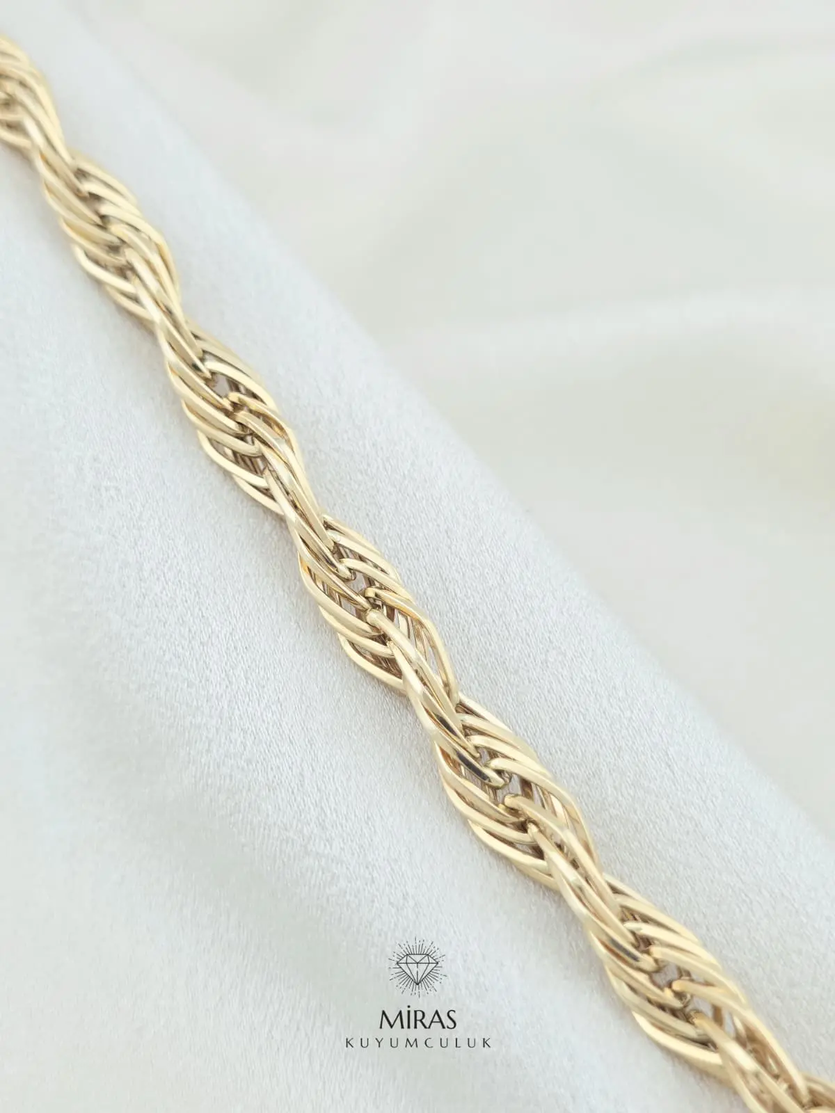 14 Ayar Altın - Geniş Burgu Bileklik - 14BLK1065