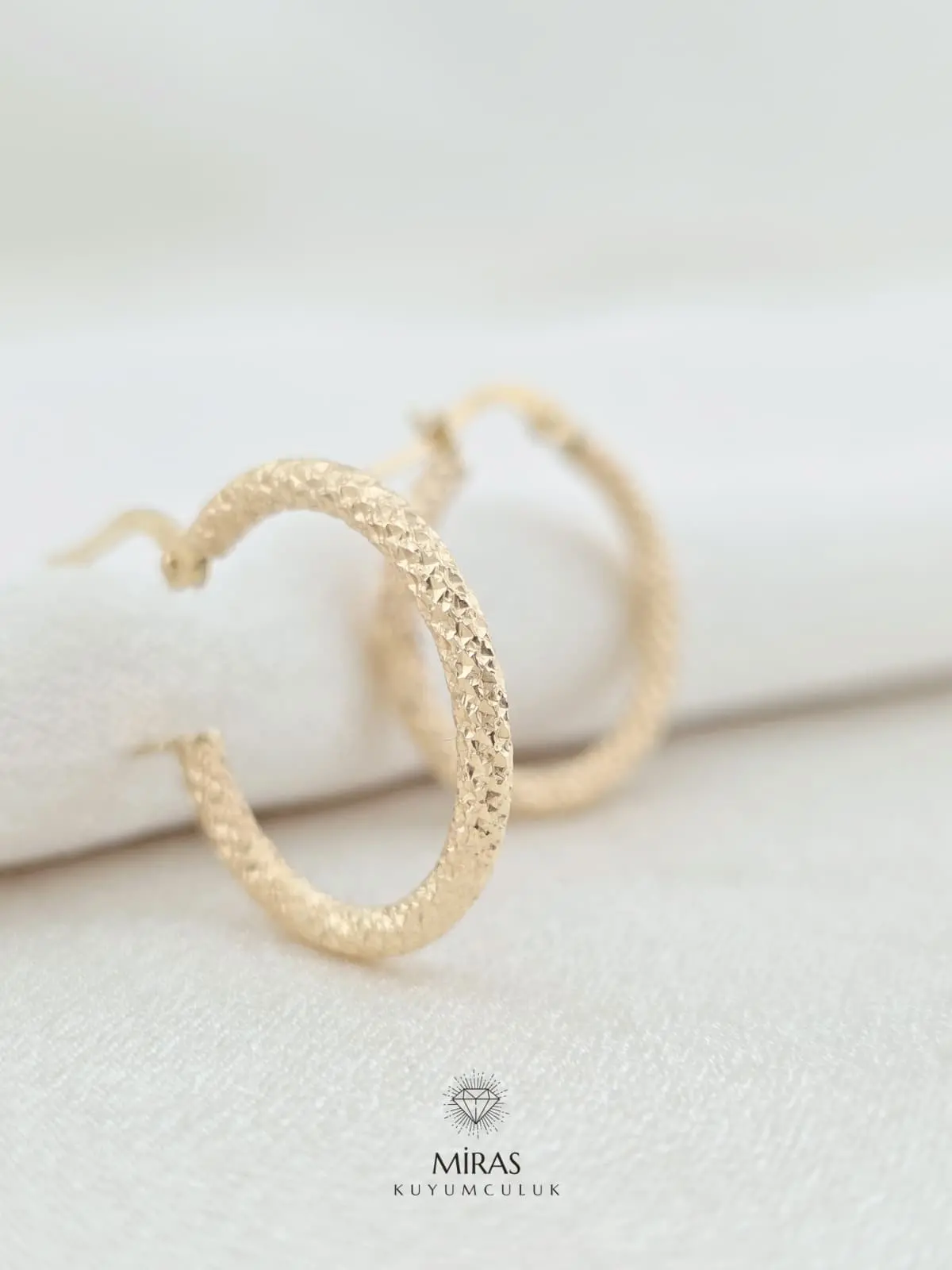 14 Ayar Altın - Lazer Kesim Halka Küpe - 14KP918