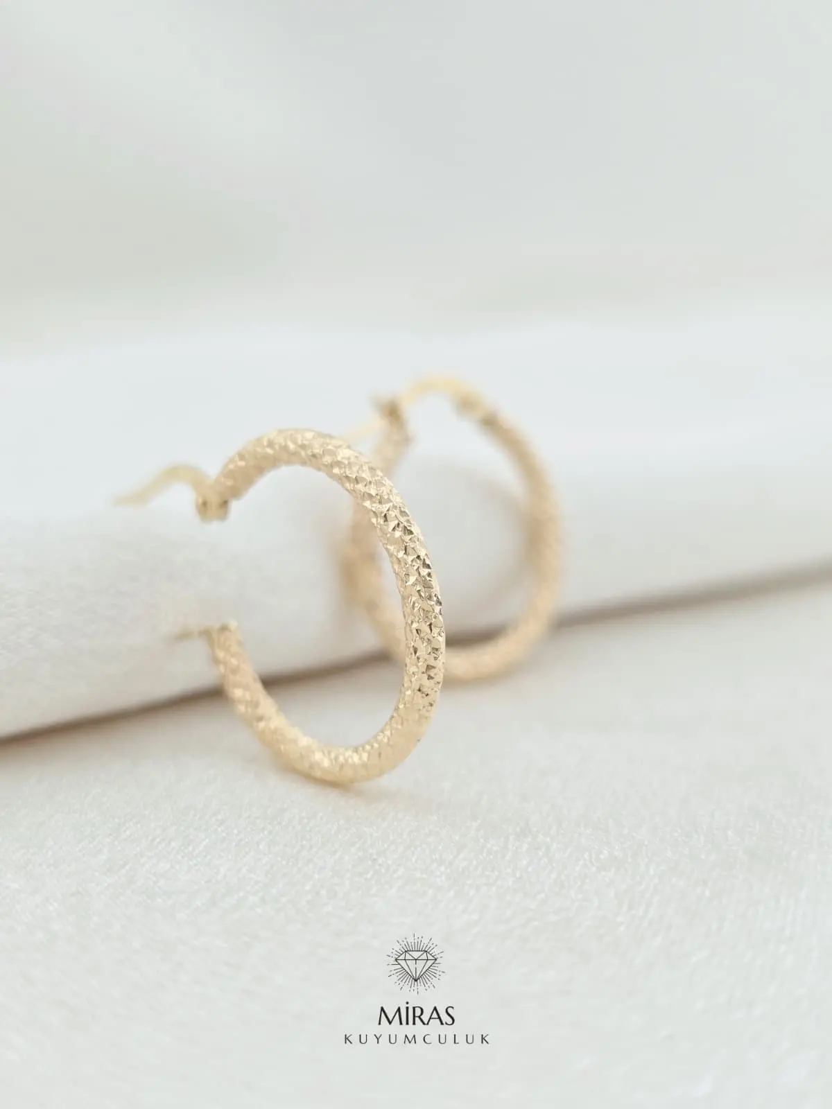 14 Ayar Altın - Lazer Kesim Halka Küpe - 14KP917