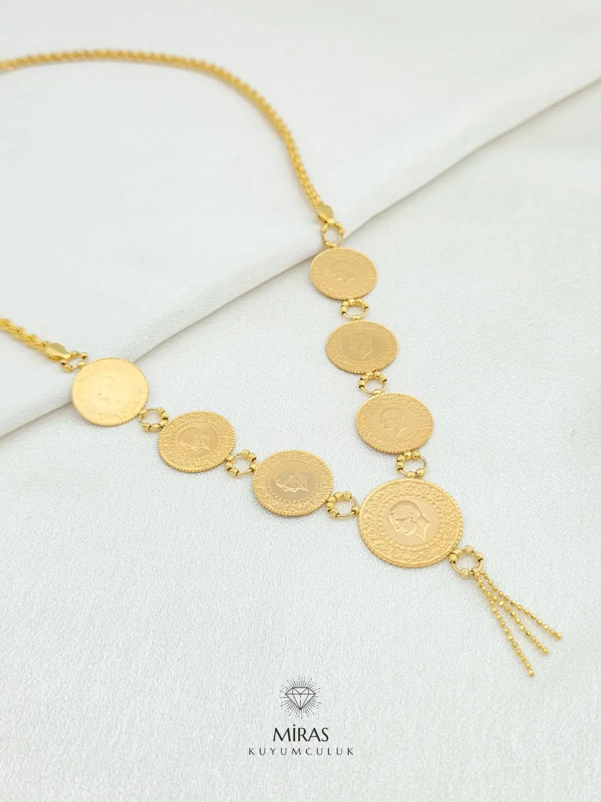 22 Ayar Sıralı Çeyrekli Kolye - 14KU395