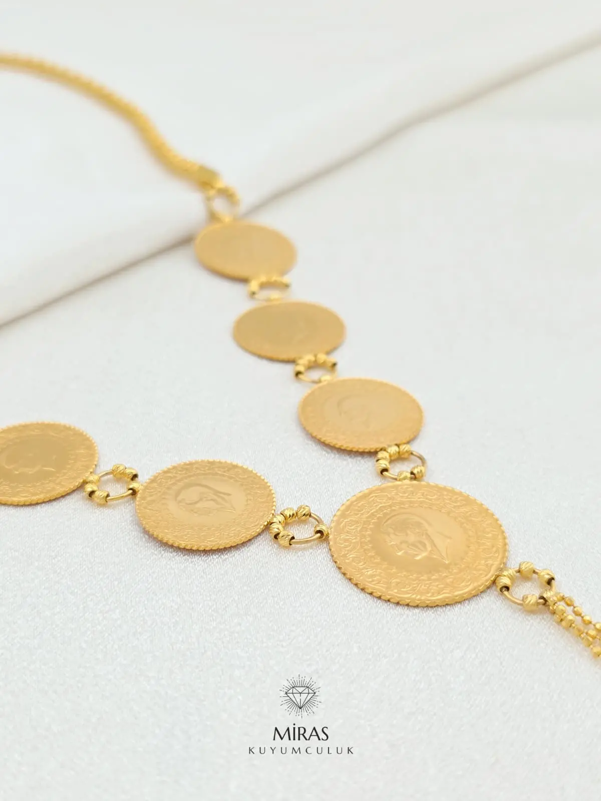 22 Ayar Sıralı Çeyrekli Kolye - 14KU395